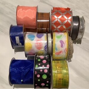 Lot of almost 85 Yards of Easter/Spring theme ribbon for crafts & sewing